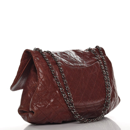 Chanel Grained Calfskin Quilted Maxi Elastic Flap Burgundy 3 of 9