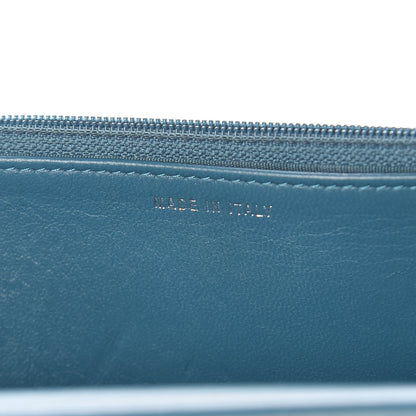 Chanel Lambskin Chevron Quilted Studded Wallet On Chain WOC Blue 7 of 17