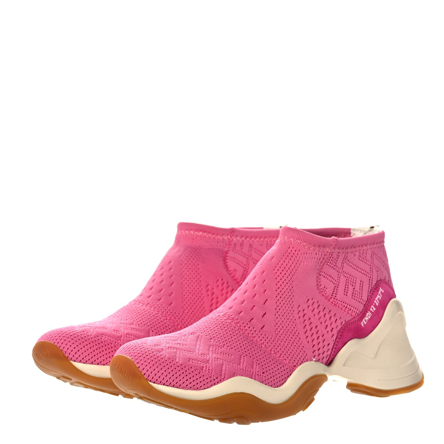 Fendi Technical 3D Mesh Womens FFluid Zip Up Sneakers 40.5 Pink Fuxia White 3 of 8