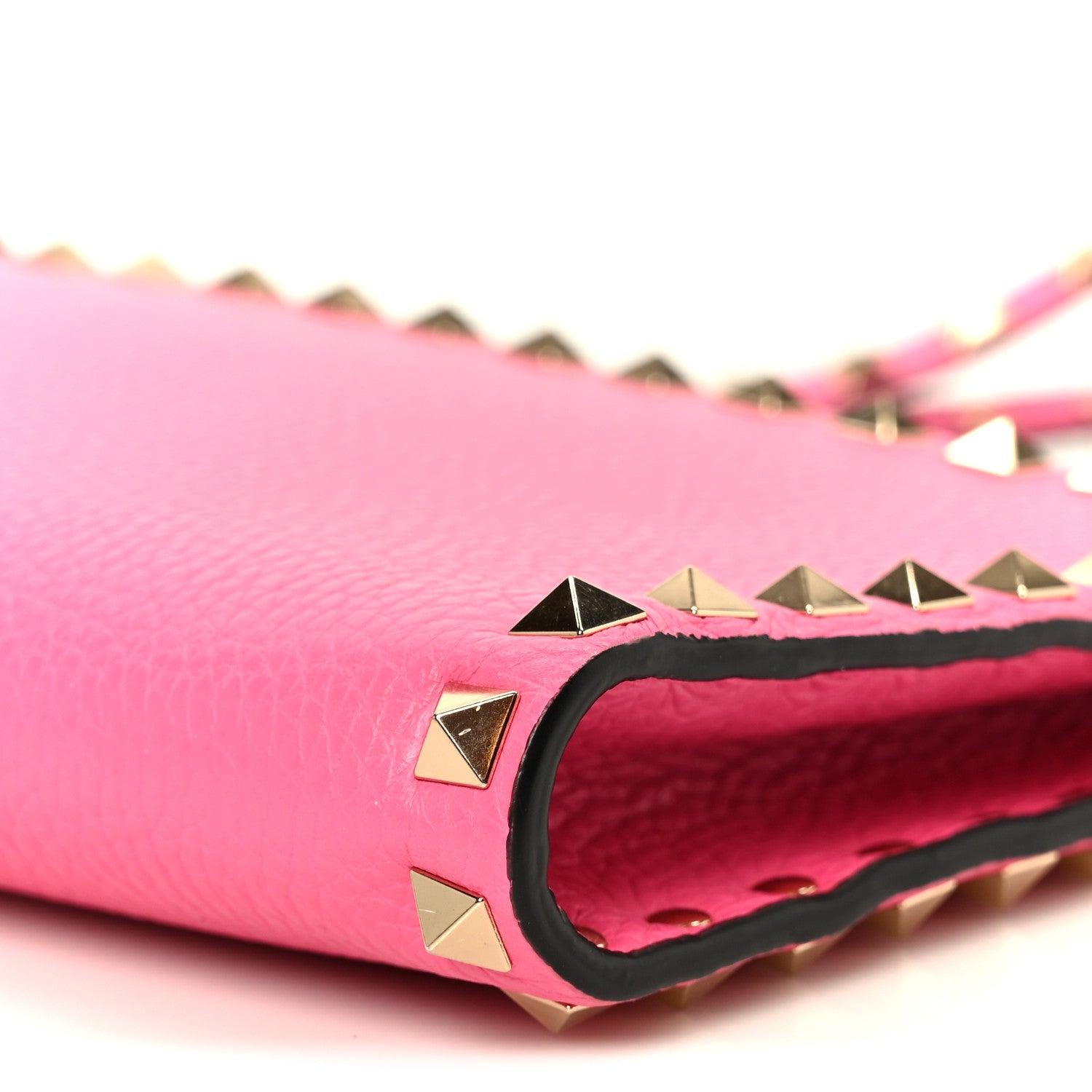 Valentino Garavani Pebbled Calfskin Medium Rockstud Flat Pouch Pink 9 of 9