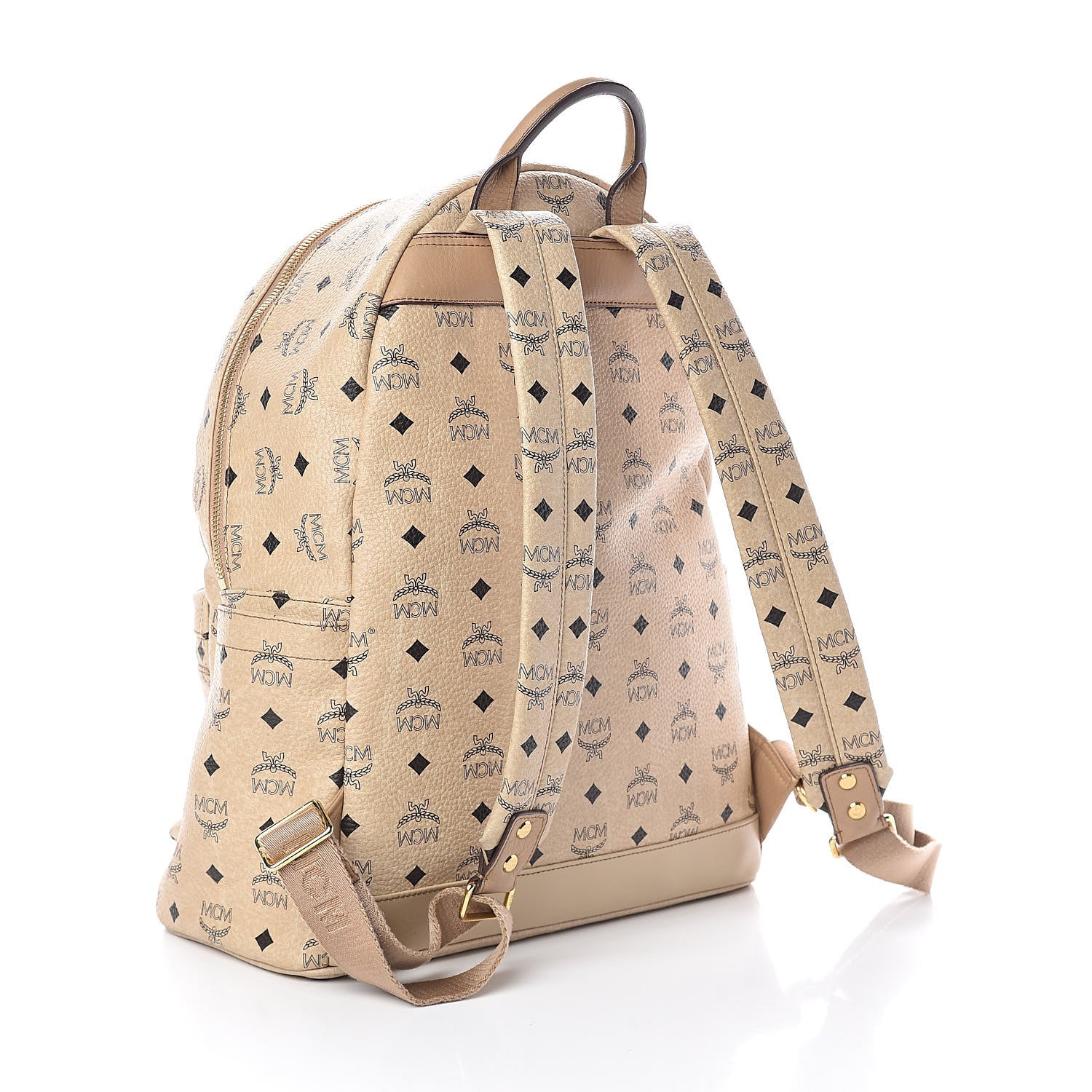 MCM Visetos Medium Studded Stark Backpack Beige 3 of 9