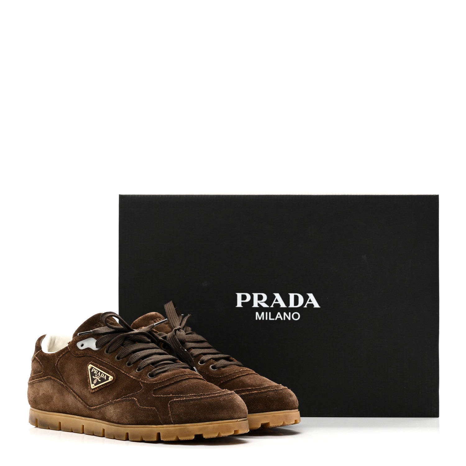 Prada Scamosciato Suede Triangle Mens Trail Sneakers 7 Moro 10 of 10
