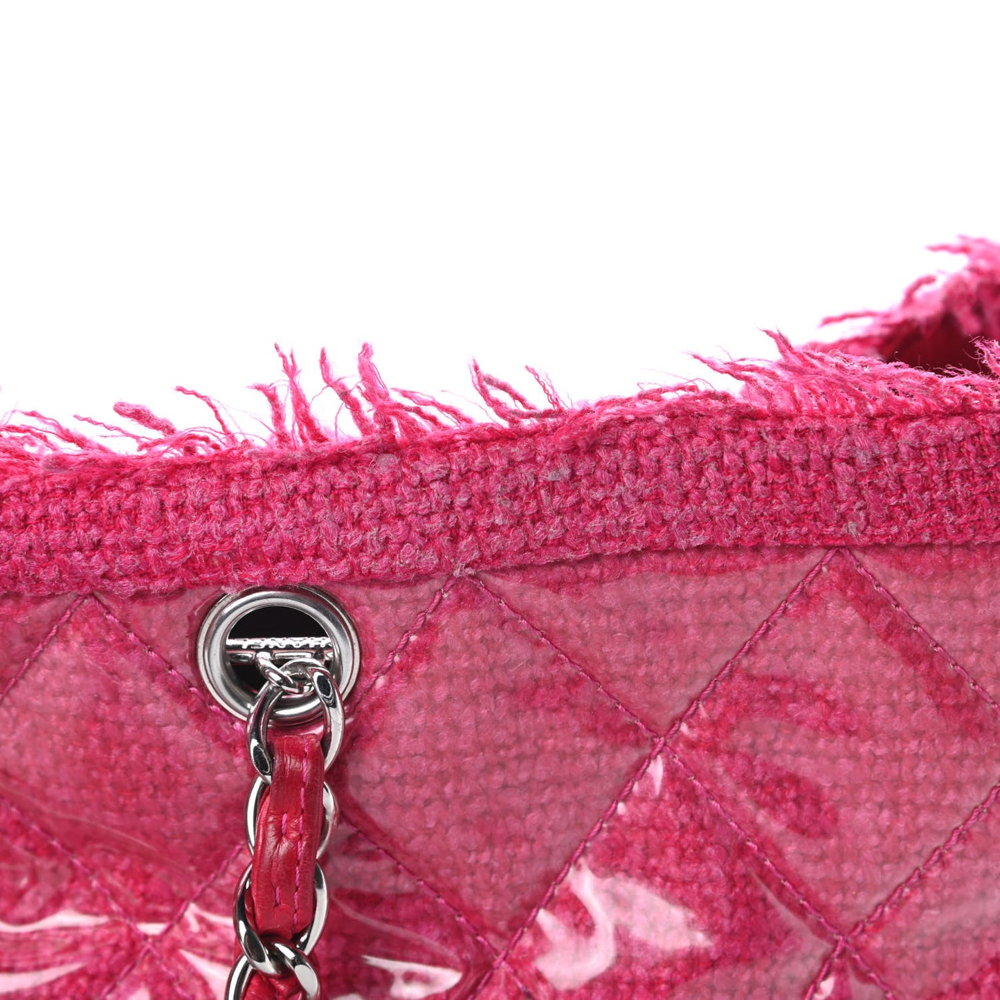 Vinyl Quilted Funny Tweed Tote Fuchsia