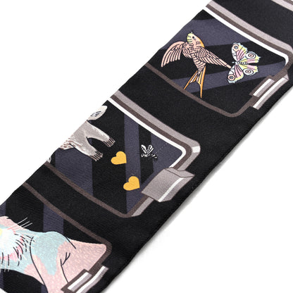 Hermes Silk Story Twilly Black Rose Gris 7 of 8