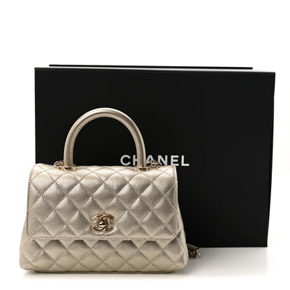 Chanel Metallic Aged Calfskin Quilted Mini Coco Handle Flap Gold 11 of 11