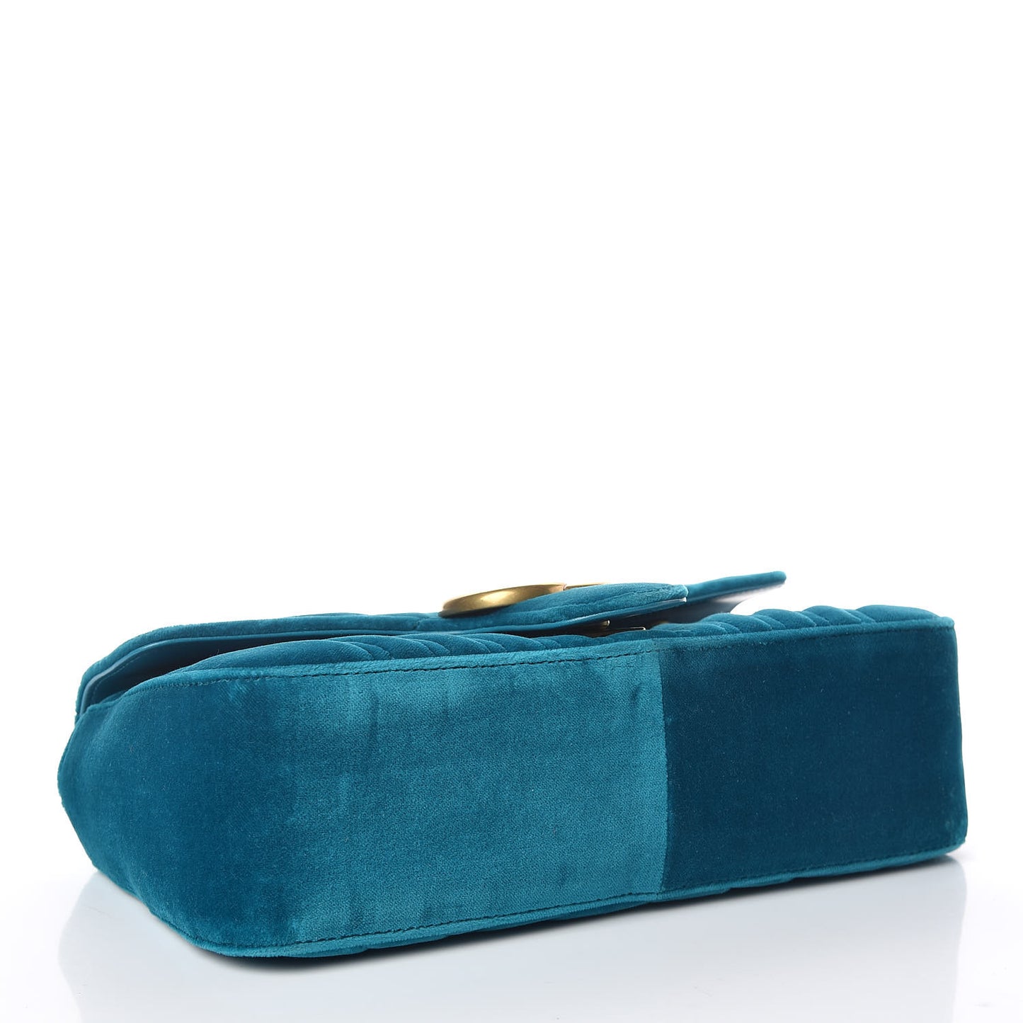 Velvet Matelasse Small GG Marmont Shoulder Bag Pavone Cyan