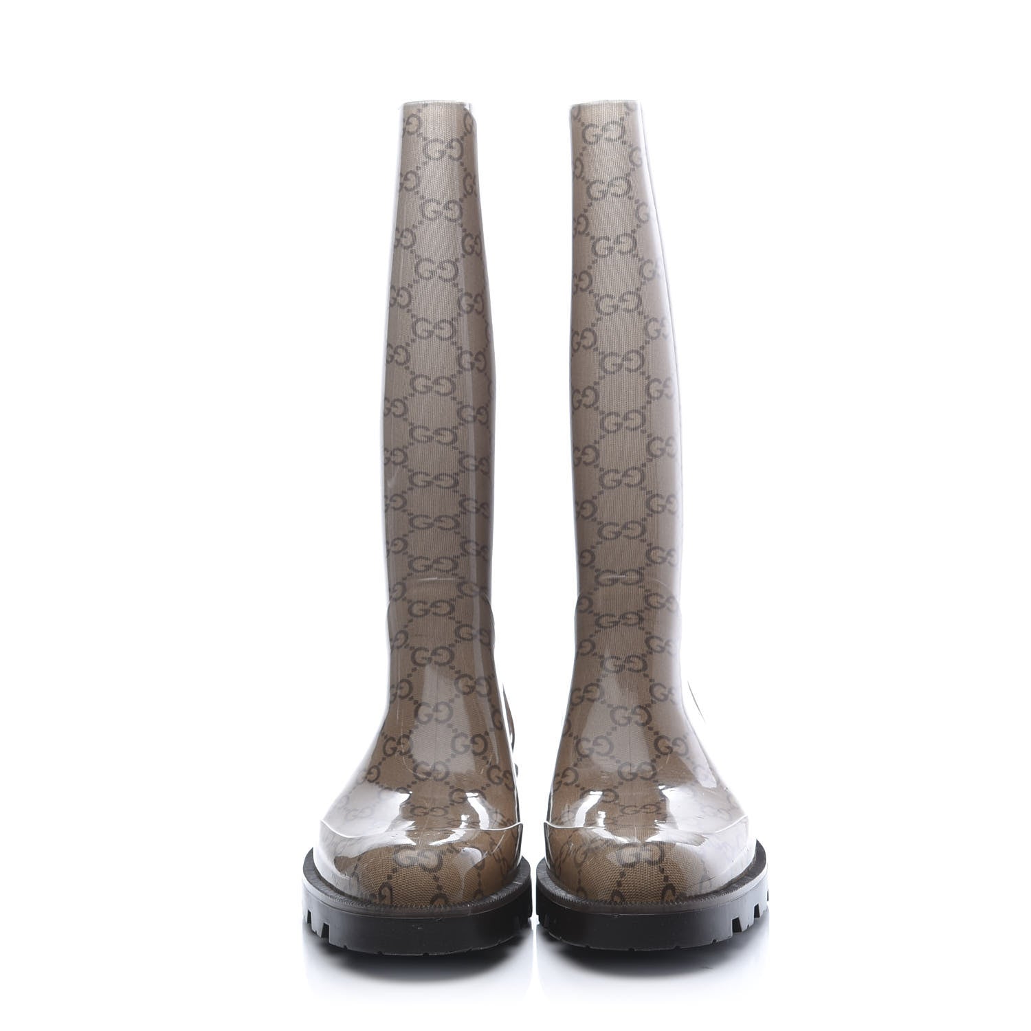 Gucci Rubber Monogram Edinburg Rain Boots 38 Transparent Cocoa 3 of 8