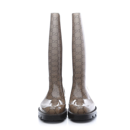 Gucci Rubber Monogram Edinburg Rain Boots 38 Transparent Cocoa 3 of 8
