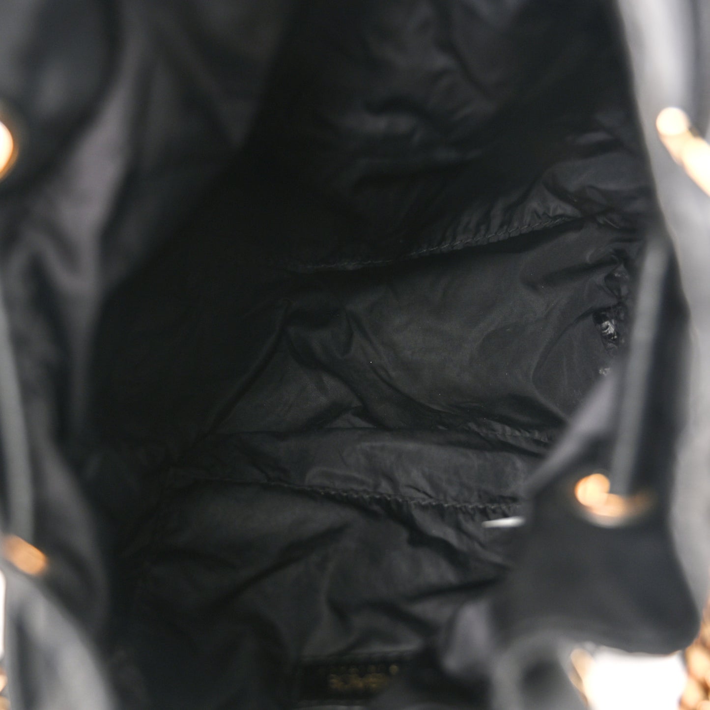 Nylon Medusa Drawstring Bucket Bag Black