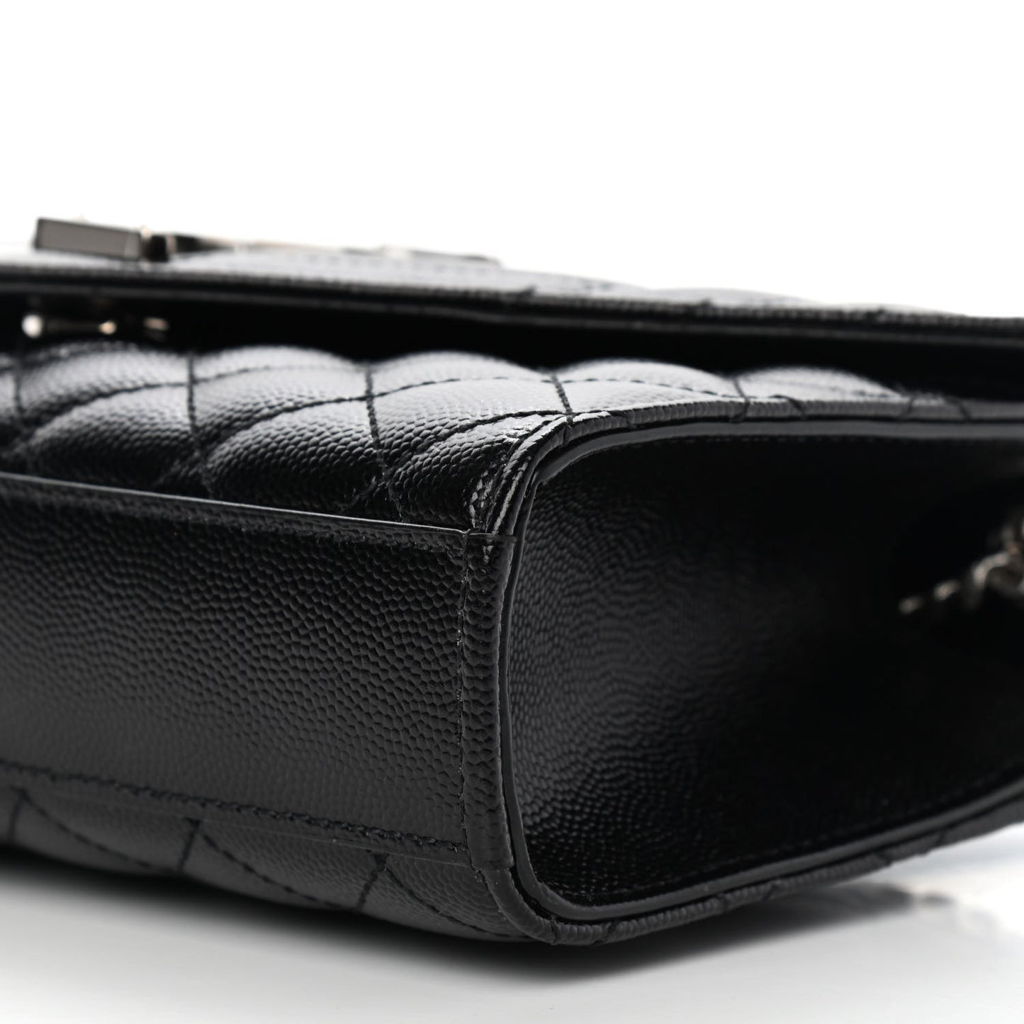 Grain De Poudre Textured Mixed Matelasse Triquilt Small Monogram Satchel Black