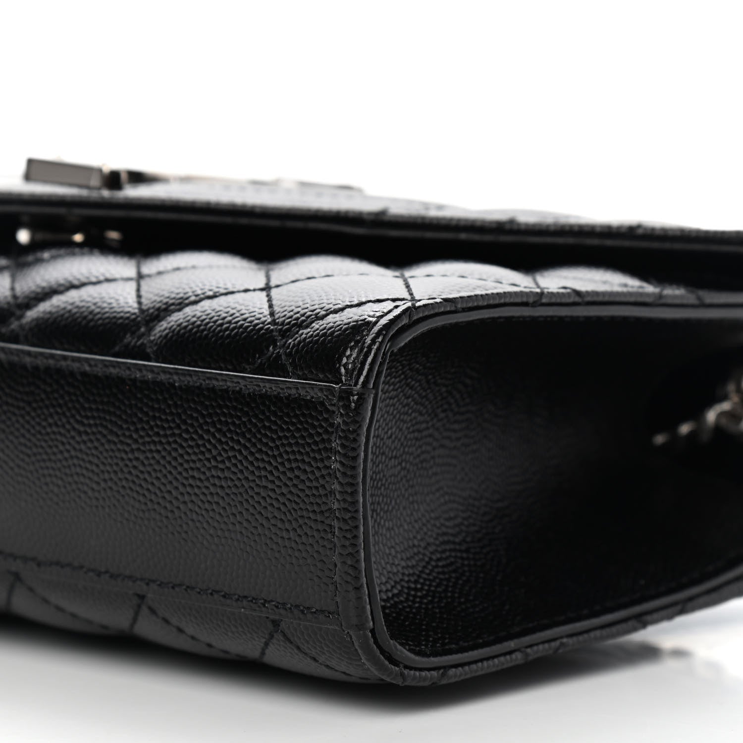 Saint Laurent Grain De Poudre Textured Mixed Matelasse Triquilt Small Monogram Satchel Black 8 of 8