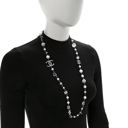 Chanel Enamel Crystal CC Long Necklace White 2 of 6