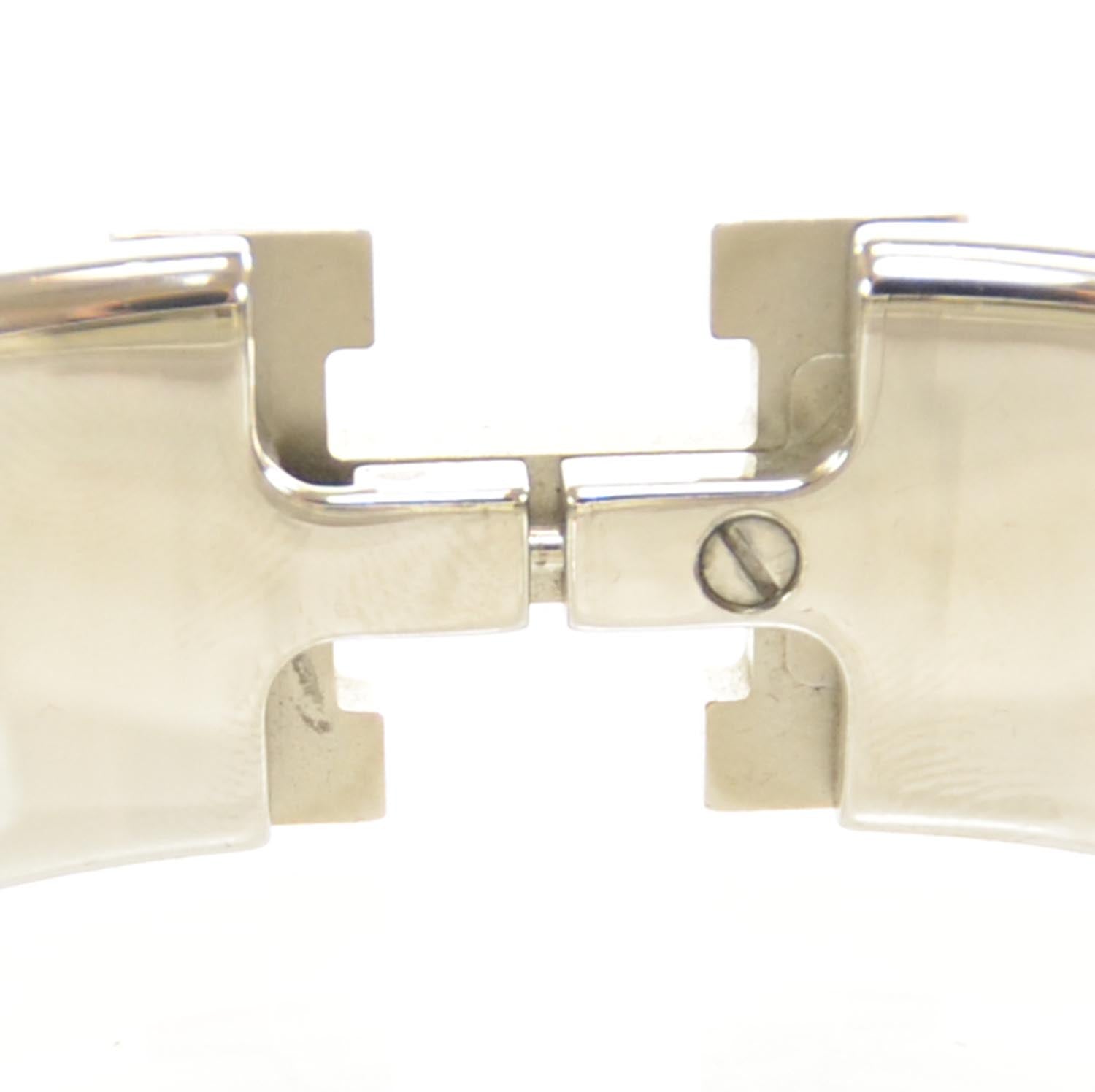 Hermes Enamel Clic Clac H Bracelet Wide GM Black Silver 5 of 7