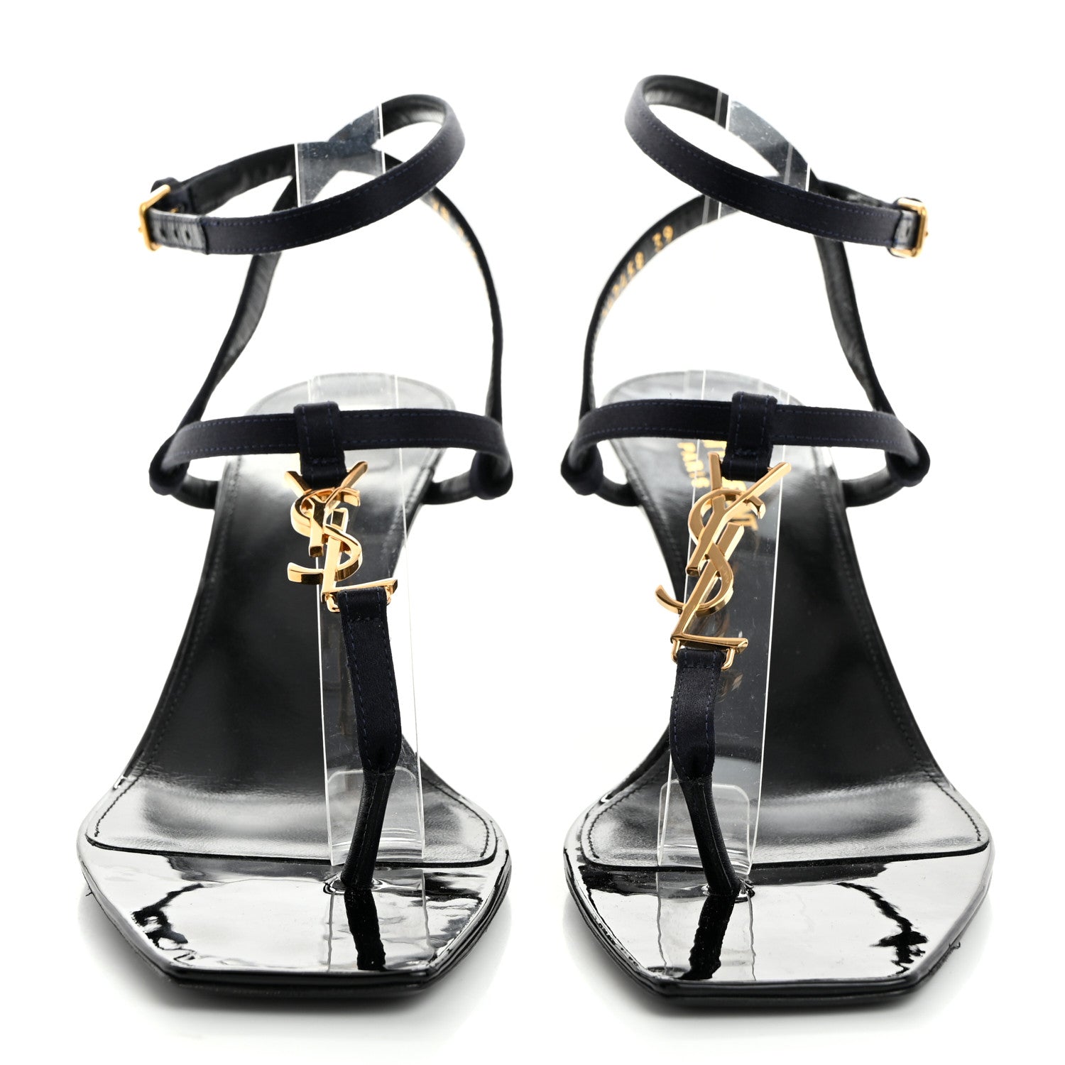 Saint Laurent Crepe Satin Cassandra 60 Sandals 39 Patriot Navy 2 of 9