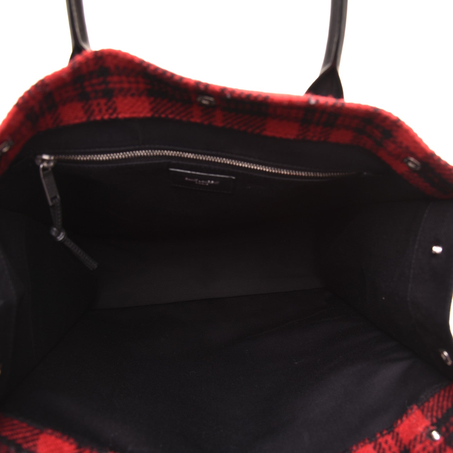Saint Laurent Wool Tartan Rive Gauche Noe Tote Red Black 5 of 8