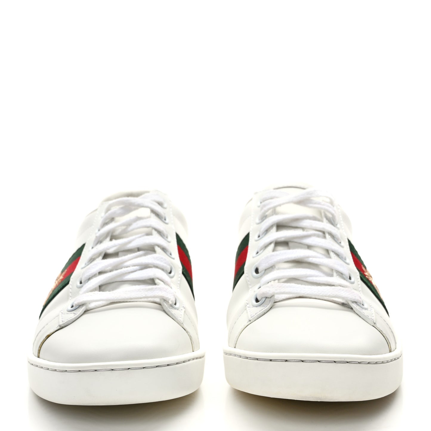 Calfskin Ayers Bee Embroidered Womens Ace Sneakers 36.5 White Green