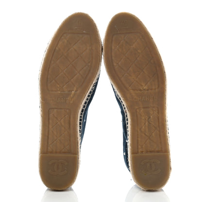 Chanel Suede Pearl CC Espadrilles 40 Teal 5 of 10
