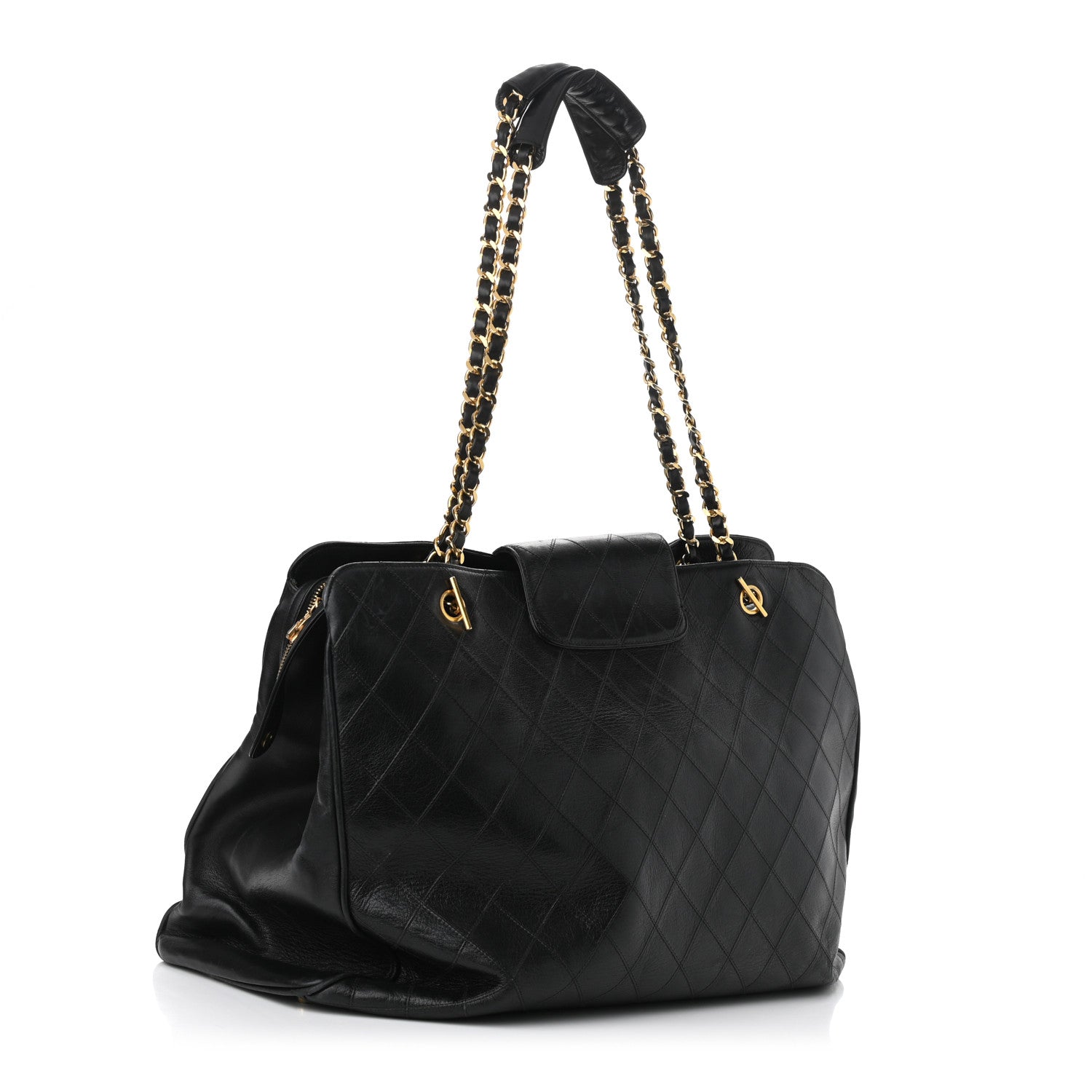Chanel Calfskin Stitched XL Weekender Black 3 of 14