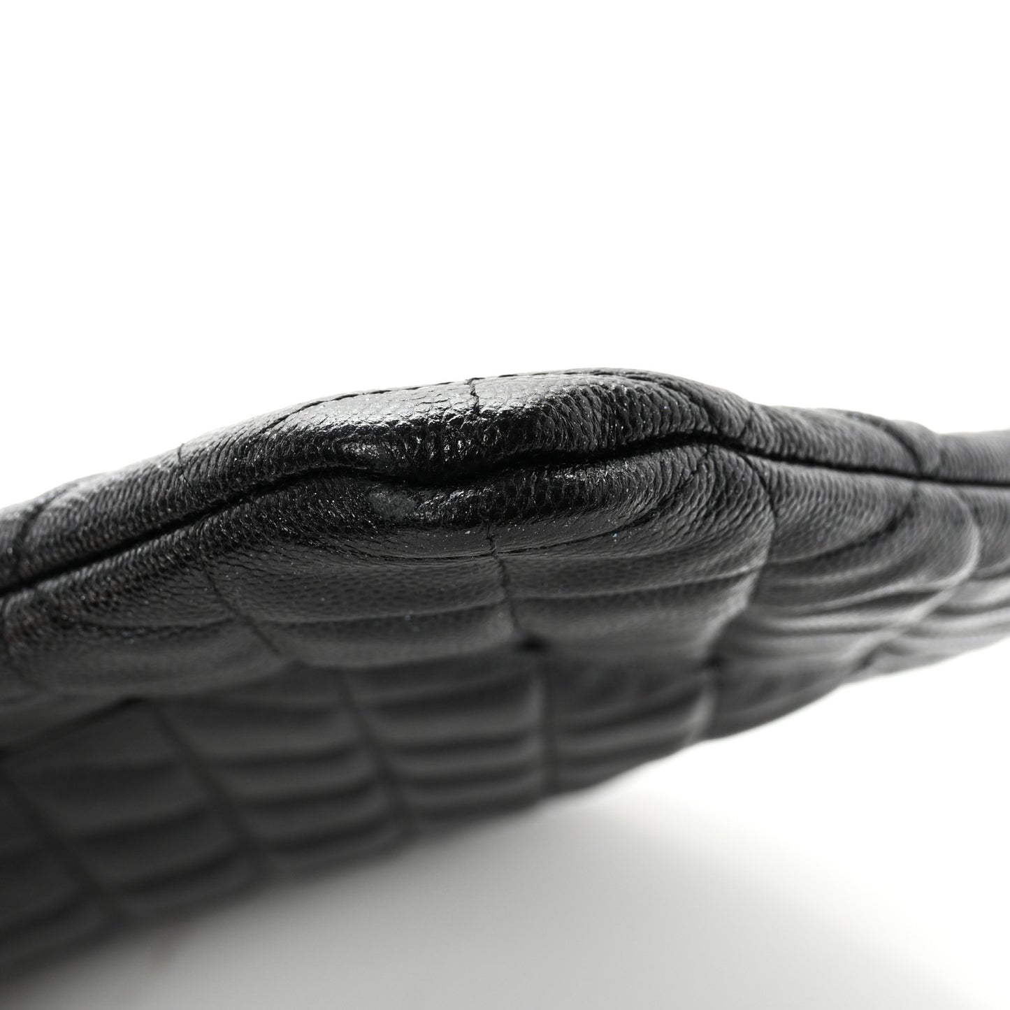 Iridescent Caviar Quilted Large Cosmetic Case Black