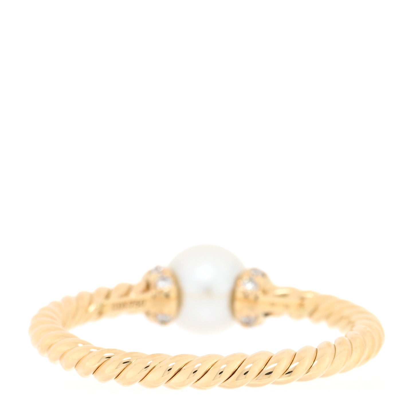 18K Yellow Gold Pearl Diamond Petite Solari Station Ring 52 6