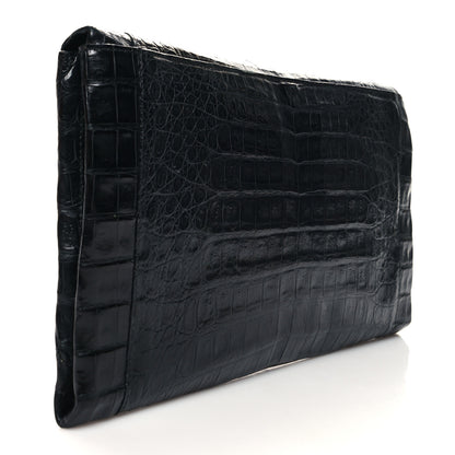 Nancy Gonzalez Crocodile Foldover Clutch Black 3 of 12
