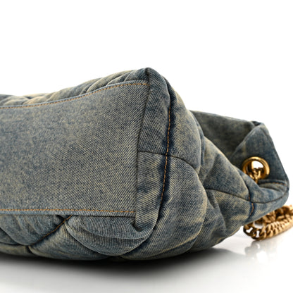 Saint Laurent Denim Quilted Small Loulou Puffer Monogram Chain Satchel Blue Cinnamon 9 of 9