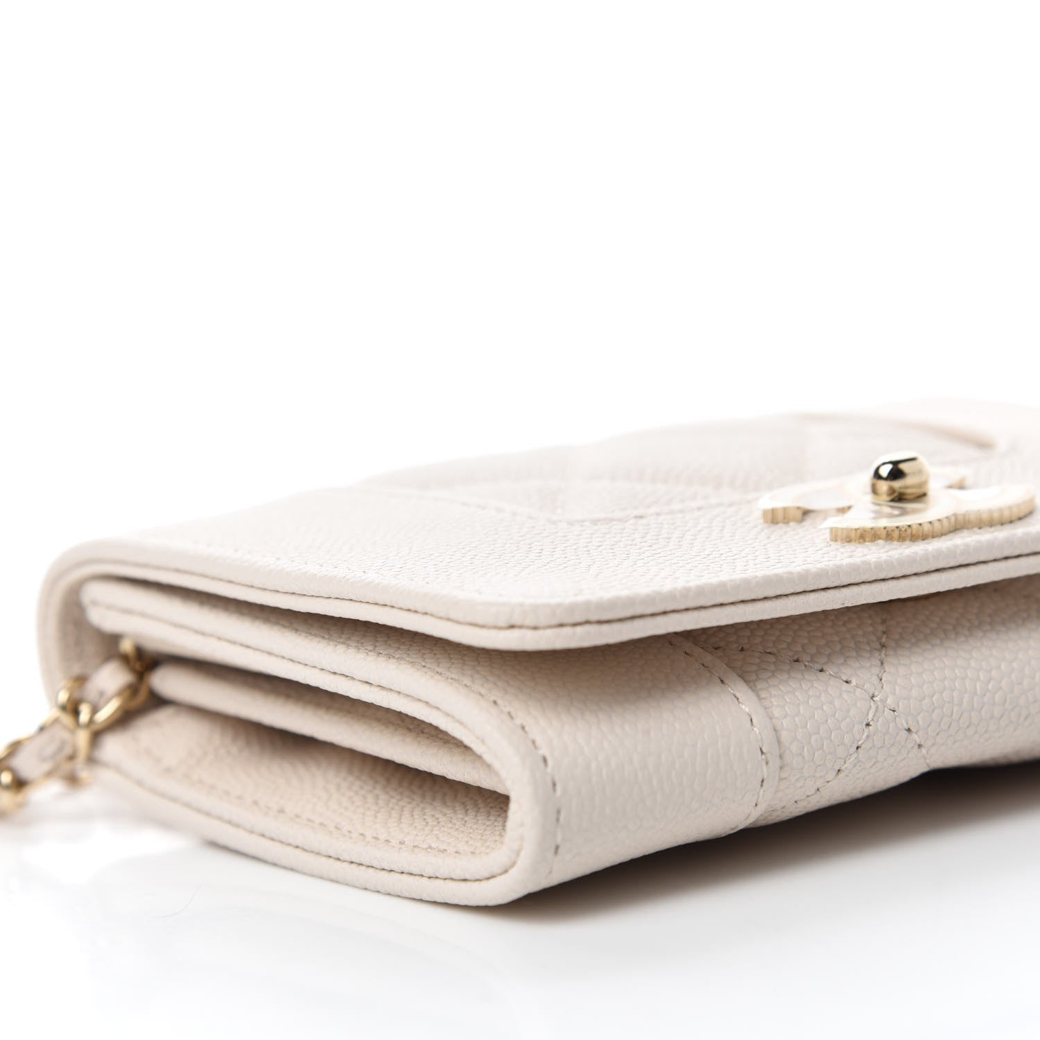 Chanel Caviar Quilted Vintage Mademoiselle Card Holder On Chain White 6 of 11