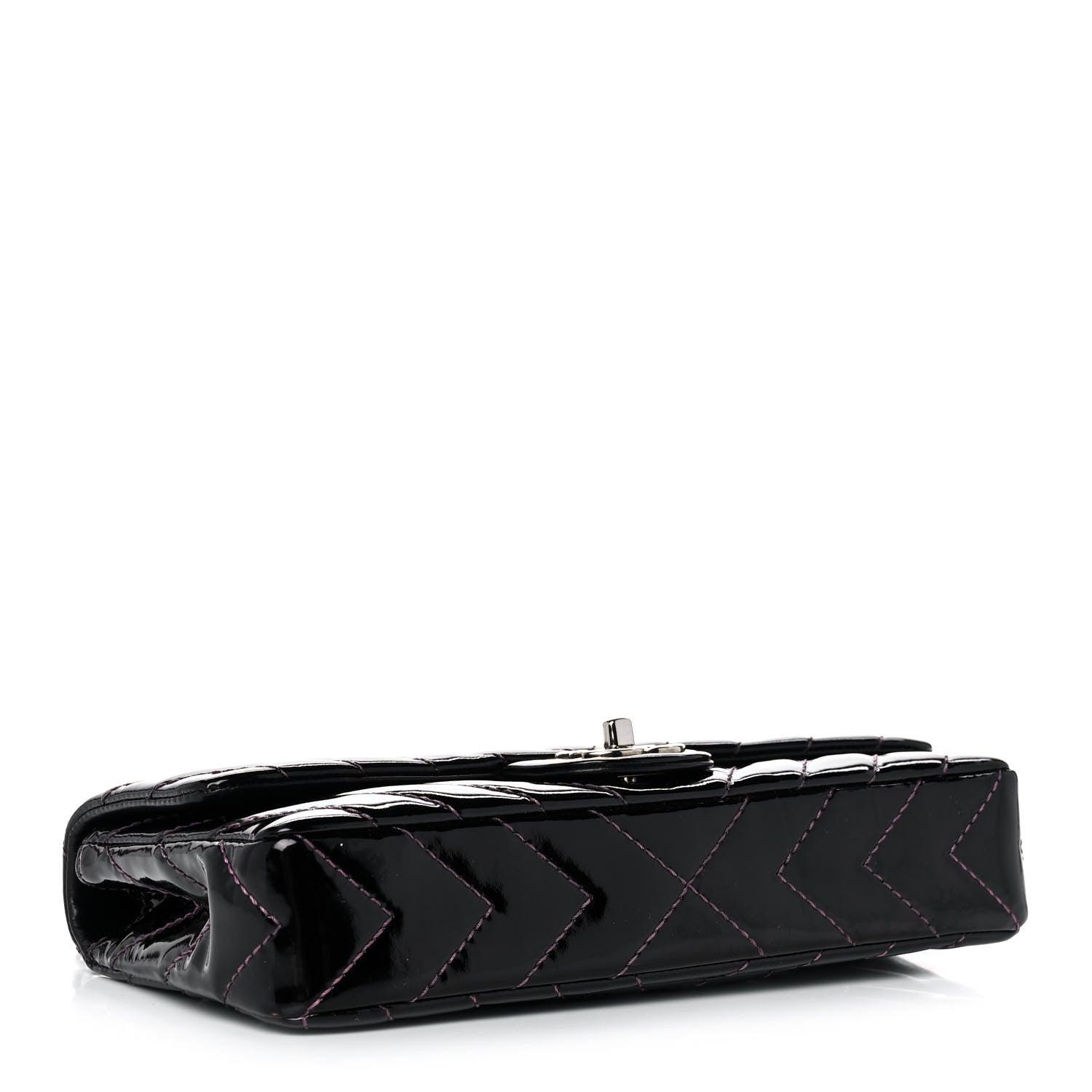 Chanel Patent Calfskin Chevron Quilted East West Flap 4 of 11