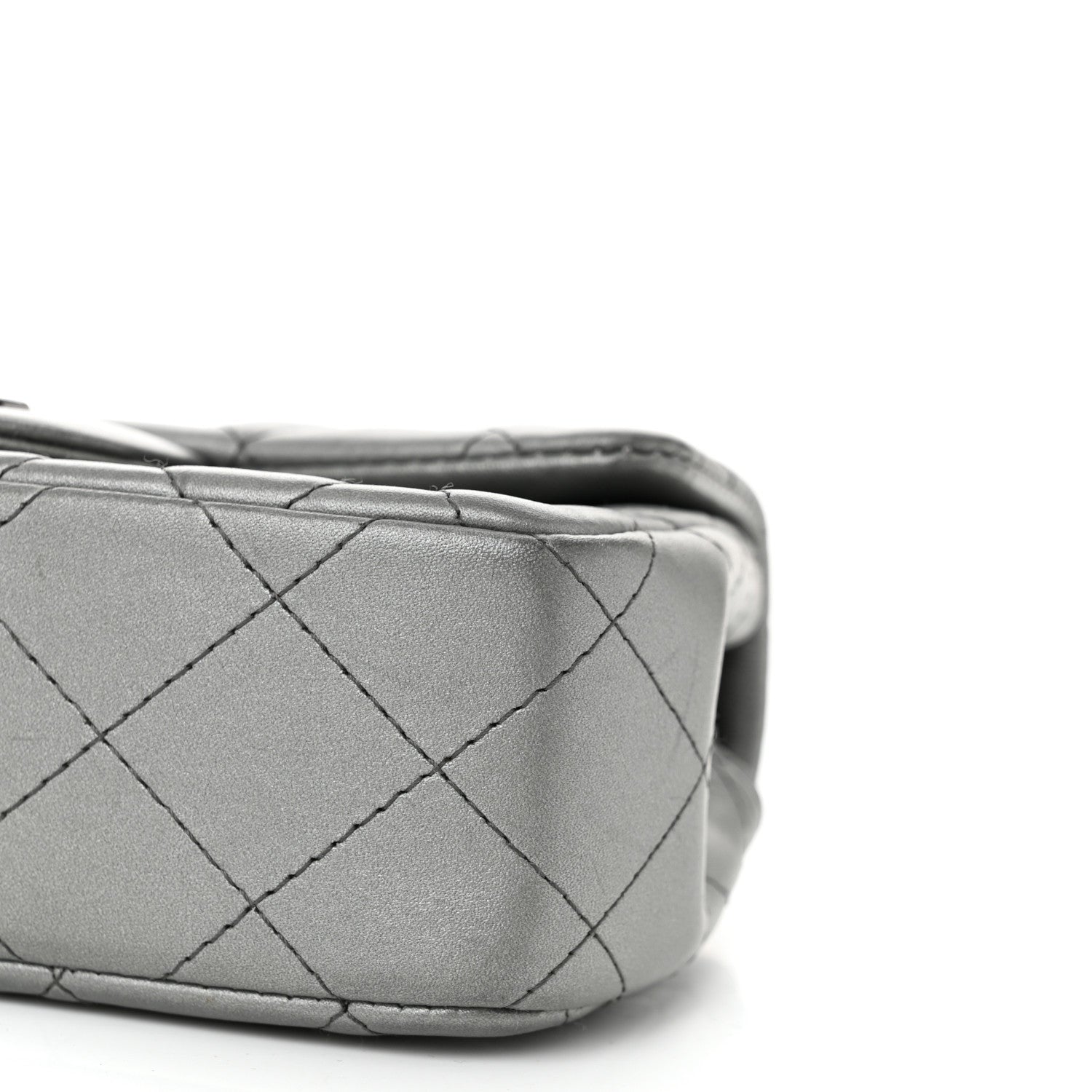 Chanel Metallic Lambskin Quilted Extra Mini Rectangular Flap Dark Silver 10 of 10