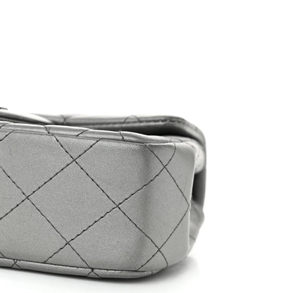 Chanel Metallic Lambskin Quilted Extra Mini Rectangular Flap Dark Silver 10 of 10