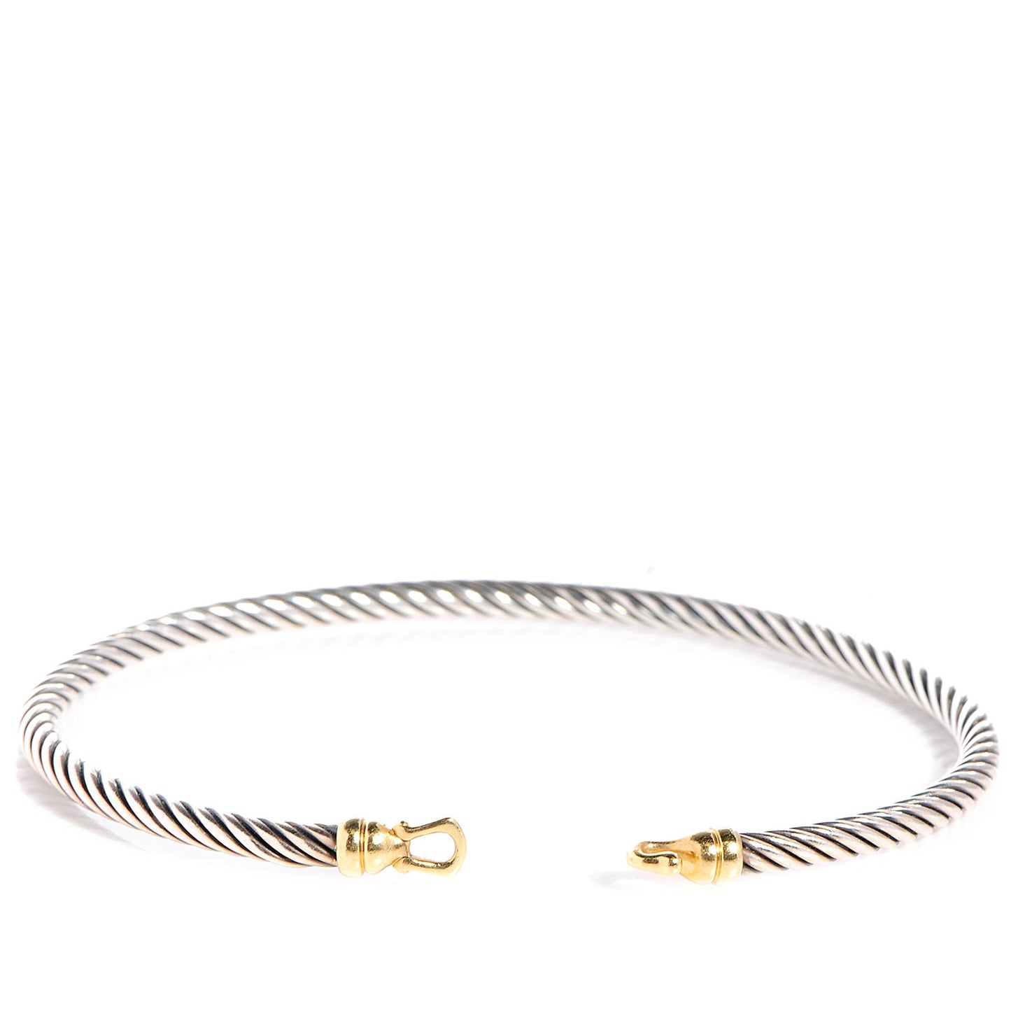Sterling Silver 18K Yellow Gold 3mm Cable Buckle Bracelet
