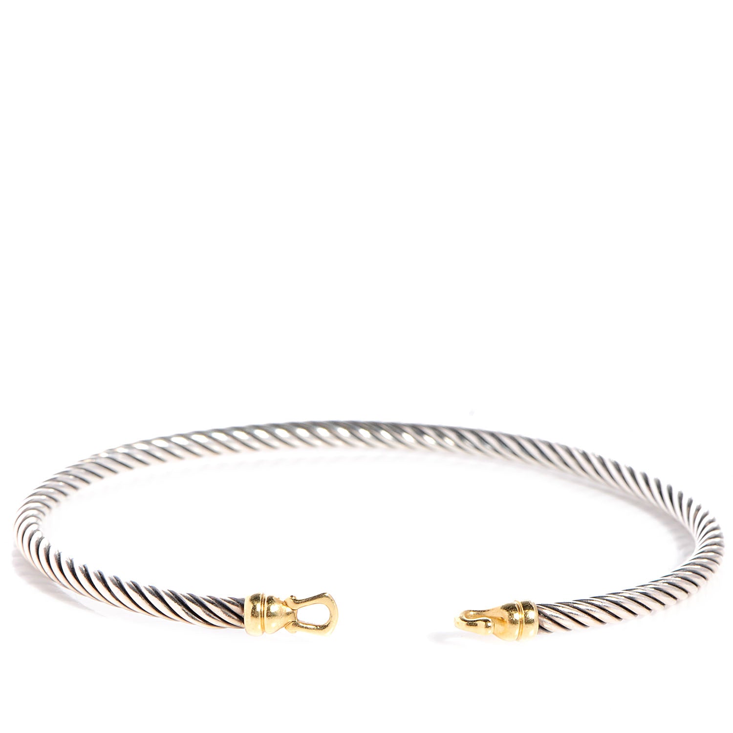 David Yurman Sterling Silver 18K Yellow Gold 3mm Cable Buckle Bracelet 4 of 5