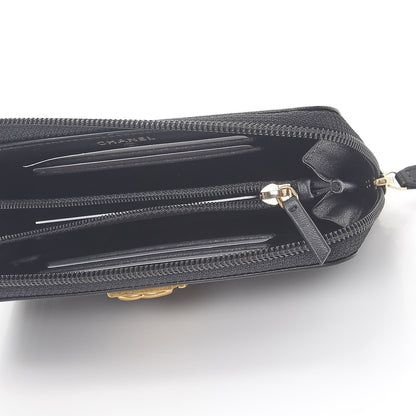 Chanel Lambskin Quilted Small Boy Zip Around Wallet Black 5 of 9
