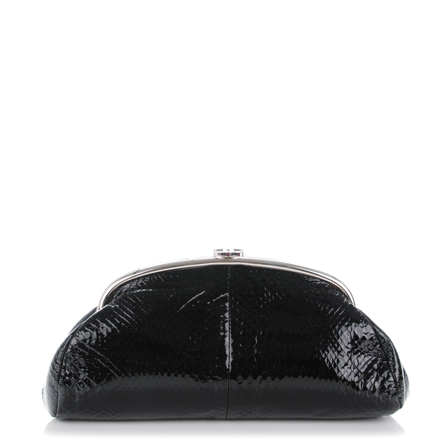 Chanel Glazed Python Timeless Clutch Black 1 of 7