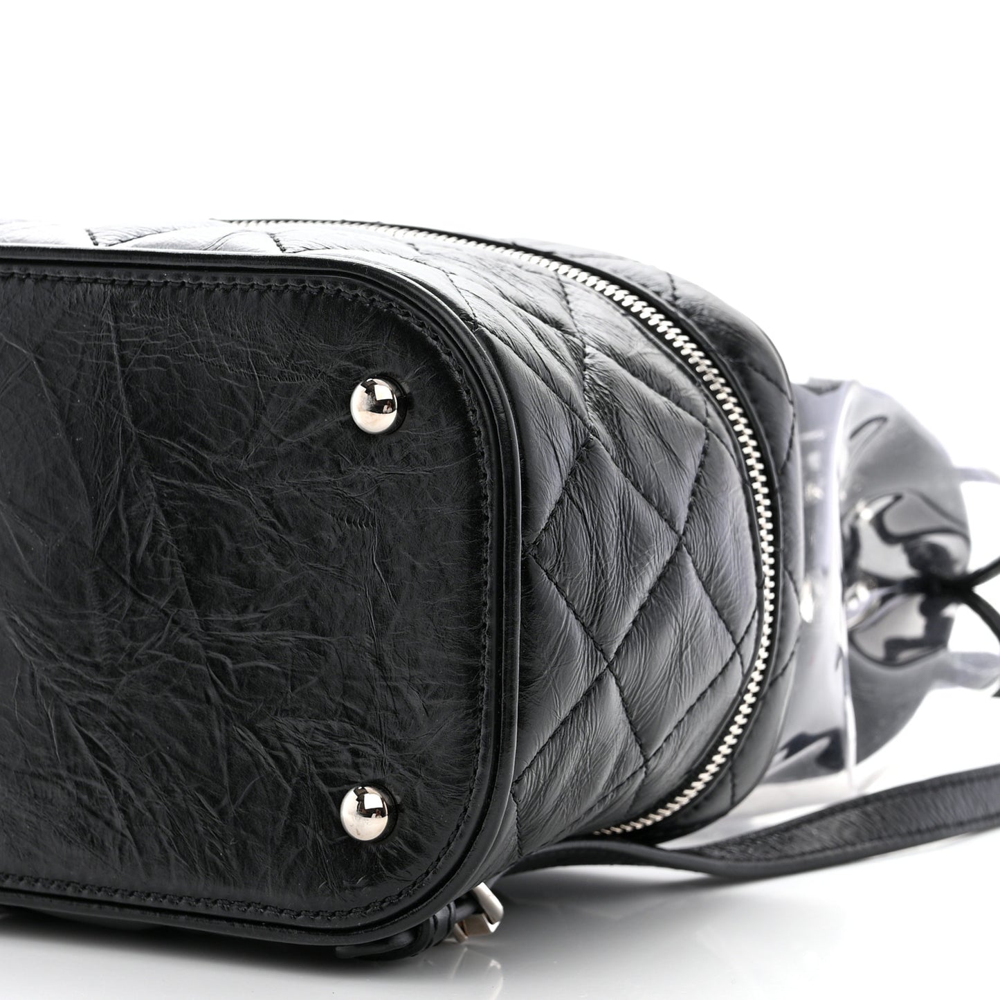Crumpled Calfskin PVC Quilted Backpack Black