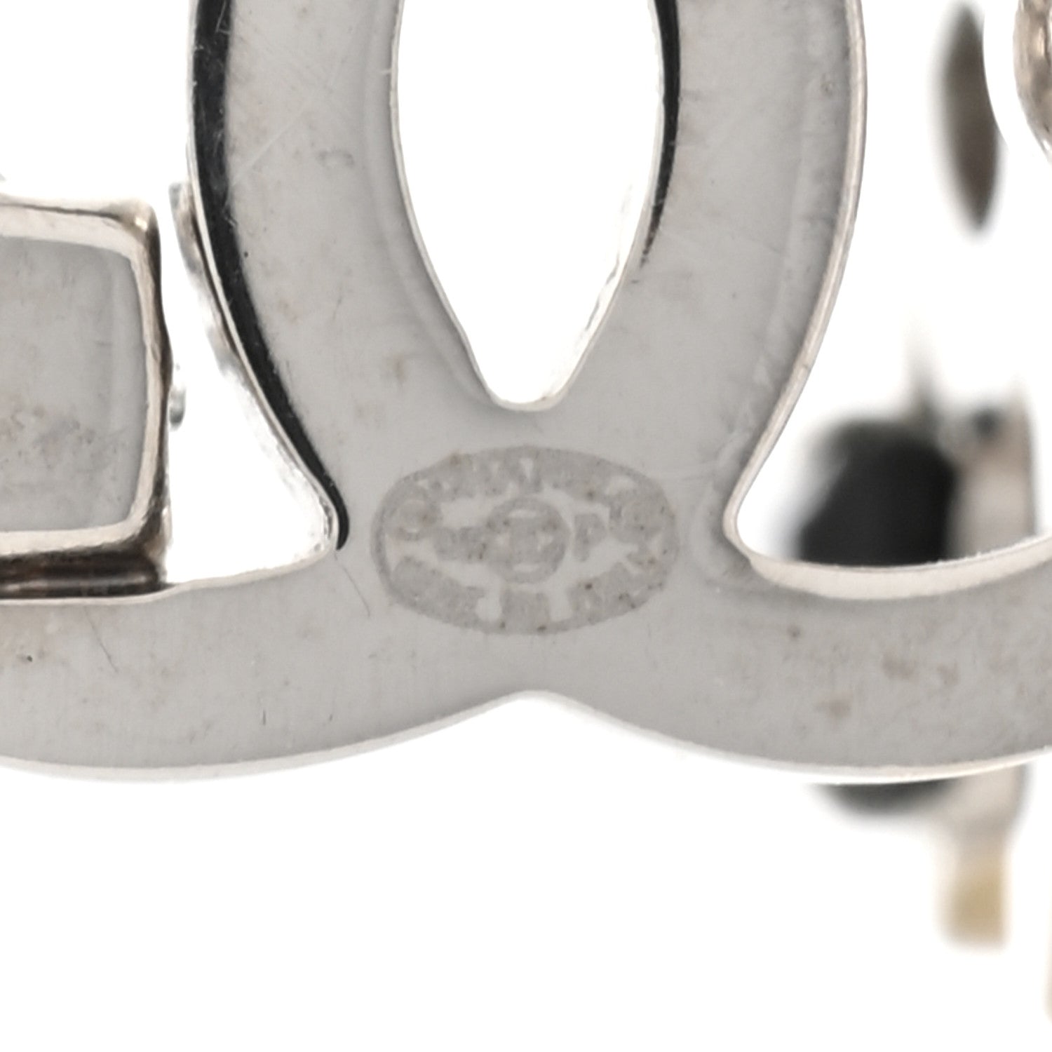 Chanel Crystal CC Dangle Earrings Silver Black 4 of 4