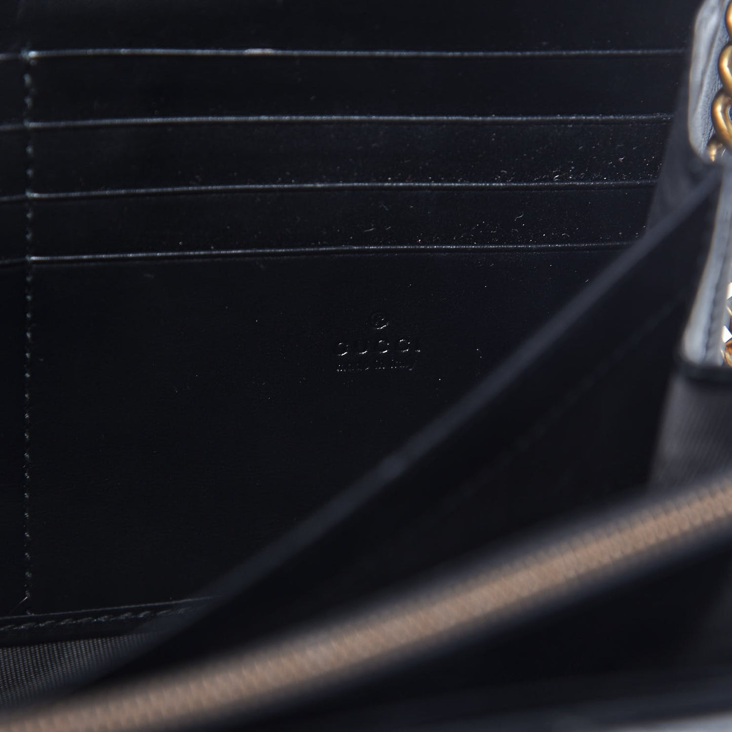 Calfskin Matelasse GG Marmont Chain Wallet Black