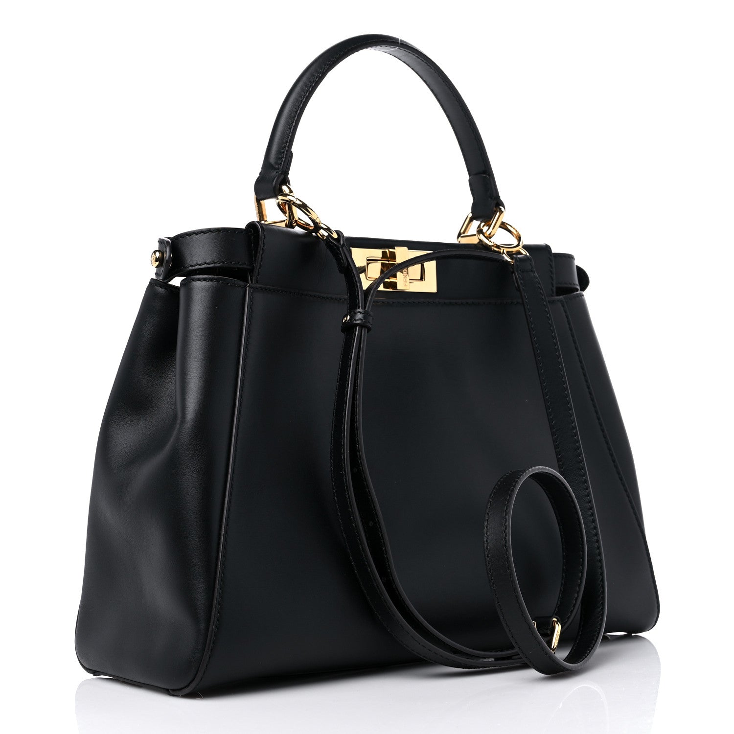 Fendi Vitello Morgan Fabric Jacquard Pequin Medium Peekaboo Iconic Satchel Black Tobacco 3 of 15