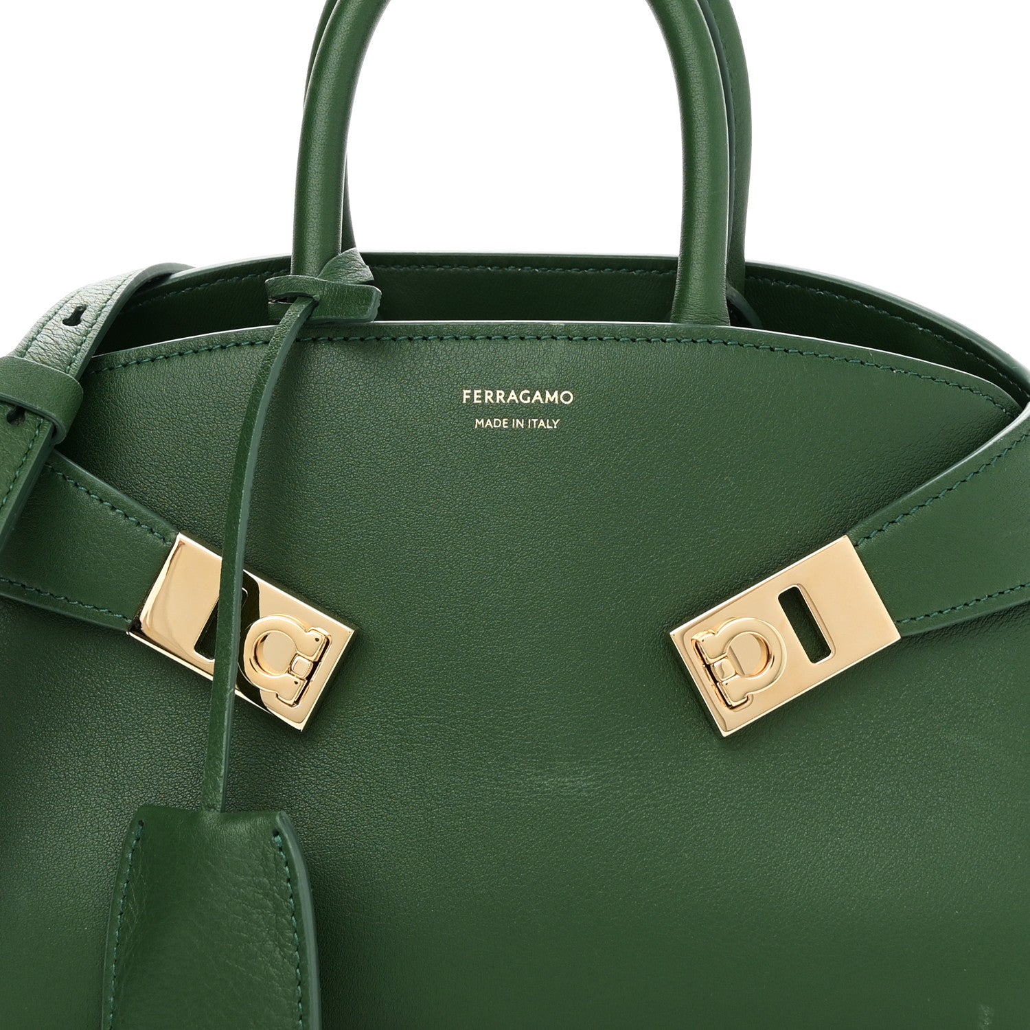 Salvatore Ferragamo Calfskin Mini Hug Bag Forest Green 7 of 9