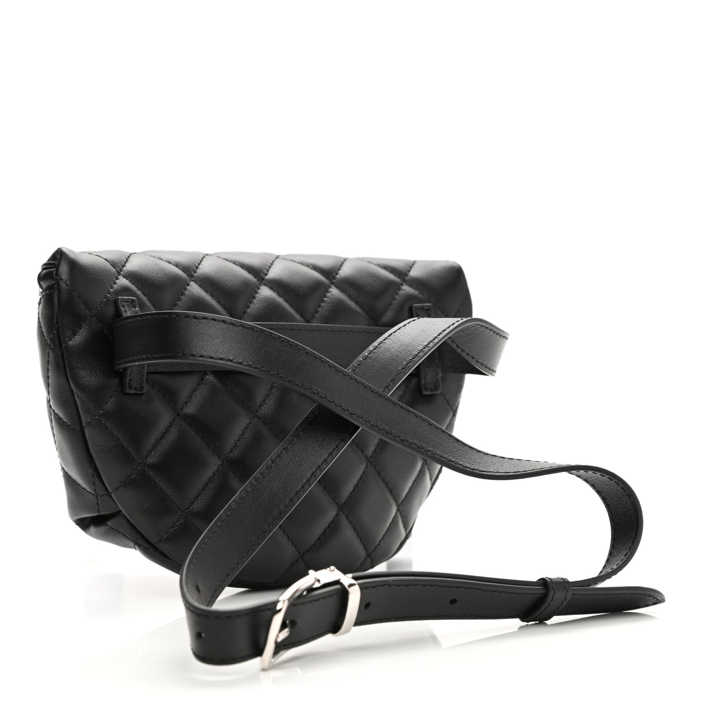 Grained Calfskin Quilted Waist Belt Bag Black