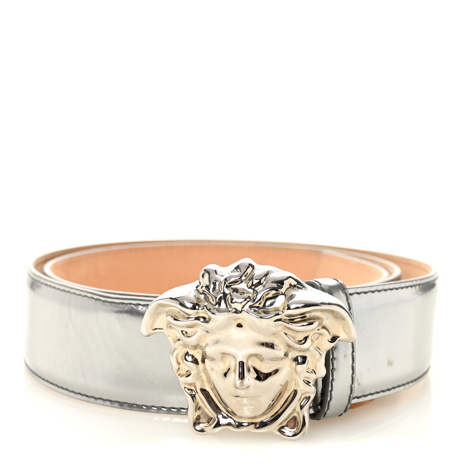 Versace Metallic Calfskin 4cm La Medusa Belt 100 40 Silver 1 of 6