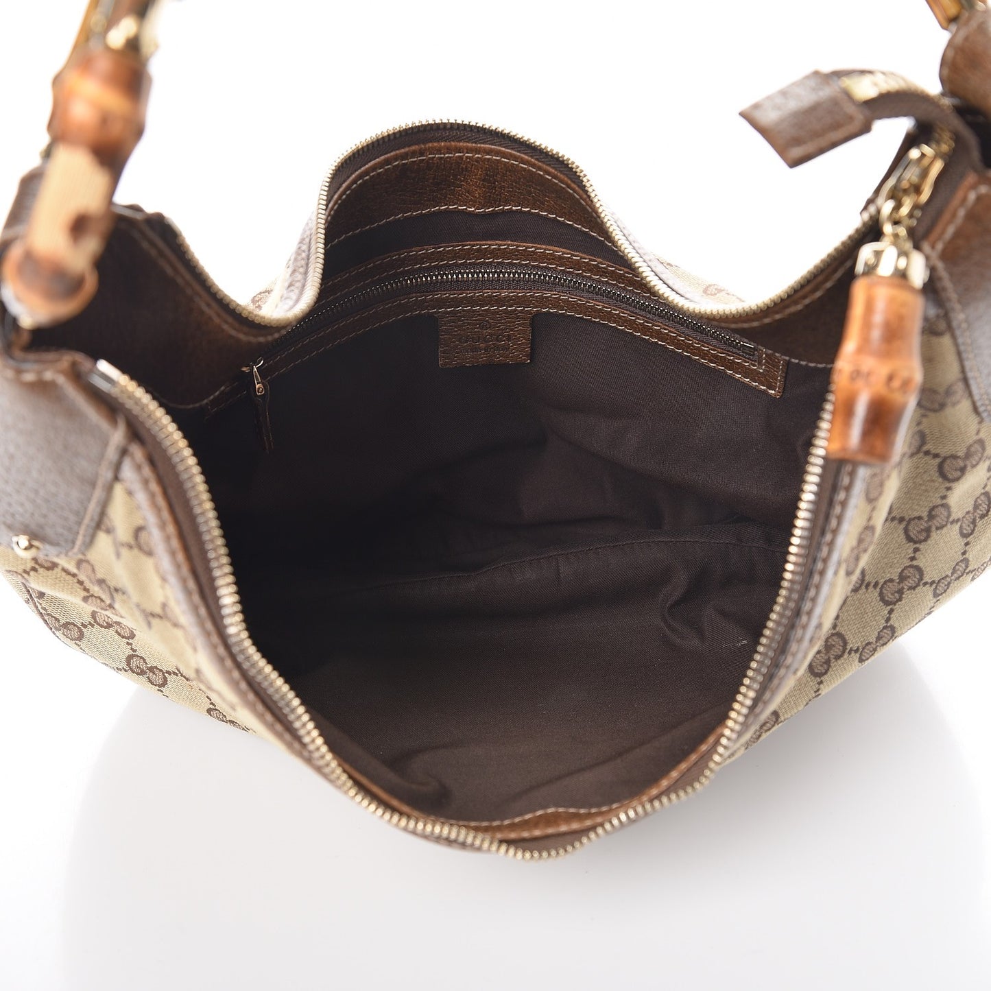 Monogram Bamboo Ring Half Moon Hobo Bag Brown