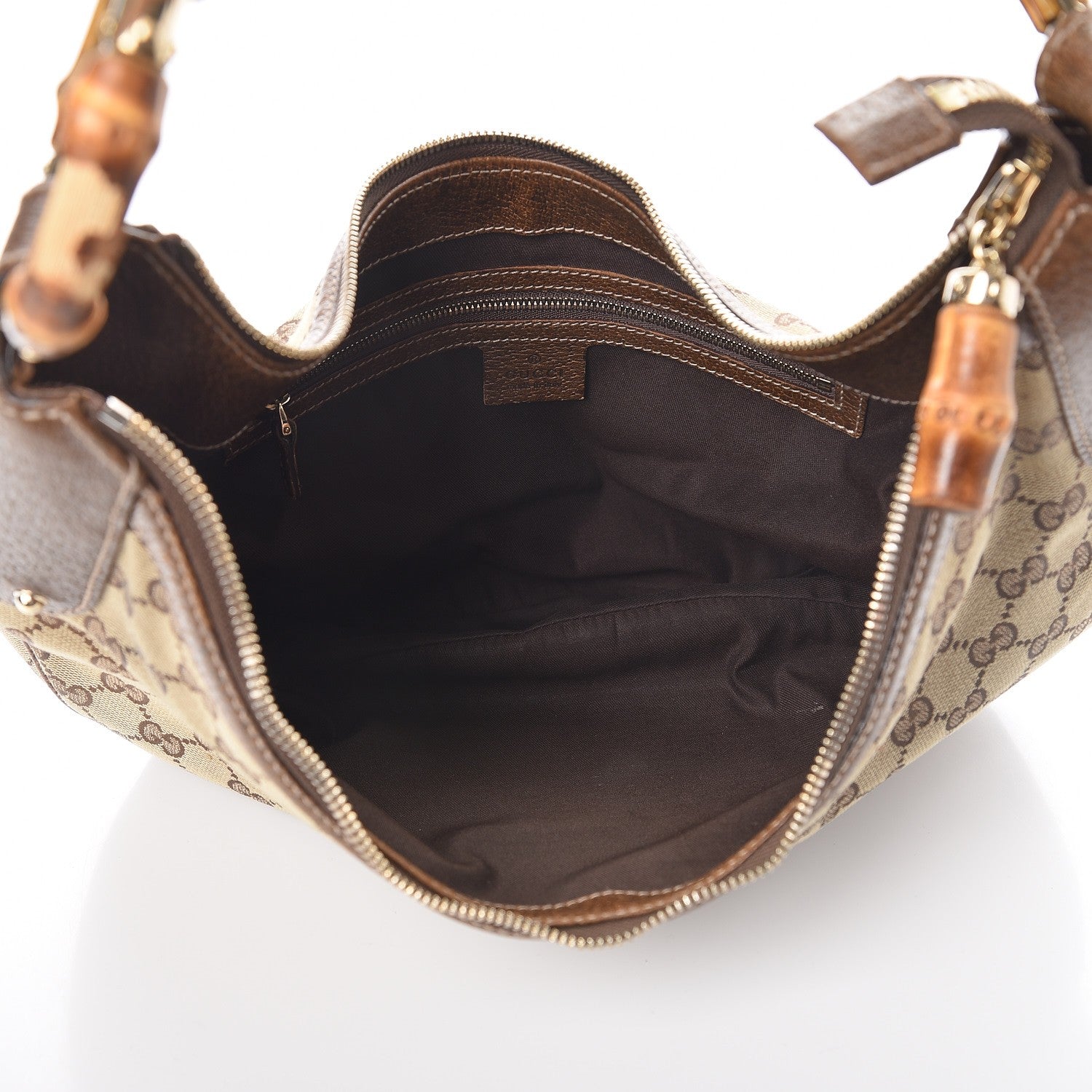 Gucci Monogram Bamboo Ring Half Moon Hobo Bag Brown 5 of 10