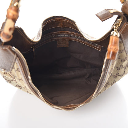 Gucci Monogram Bamboo Ring Half Moon Hobo Bag Brown 5 of 10