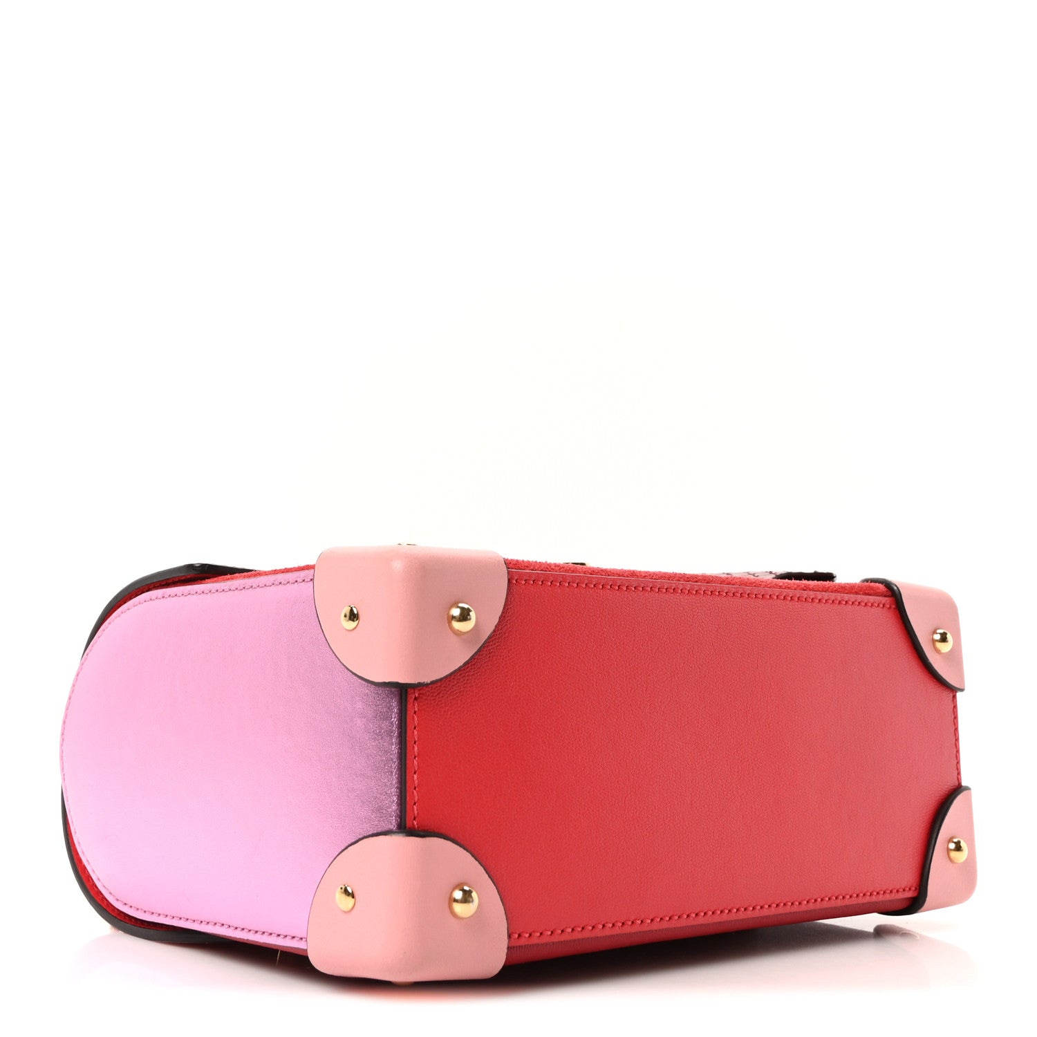 Gucci Calfskin Suede Snakeskin Valentines Day Small Padlock Bamboo Shoulder Bag Red Pink Multicolor 4 of 9