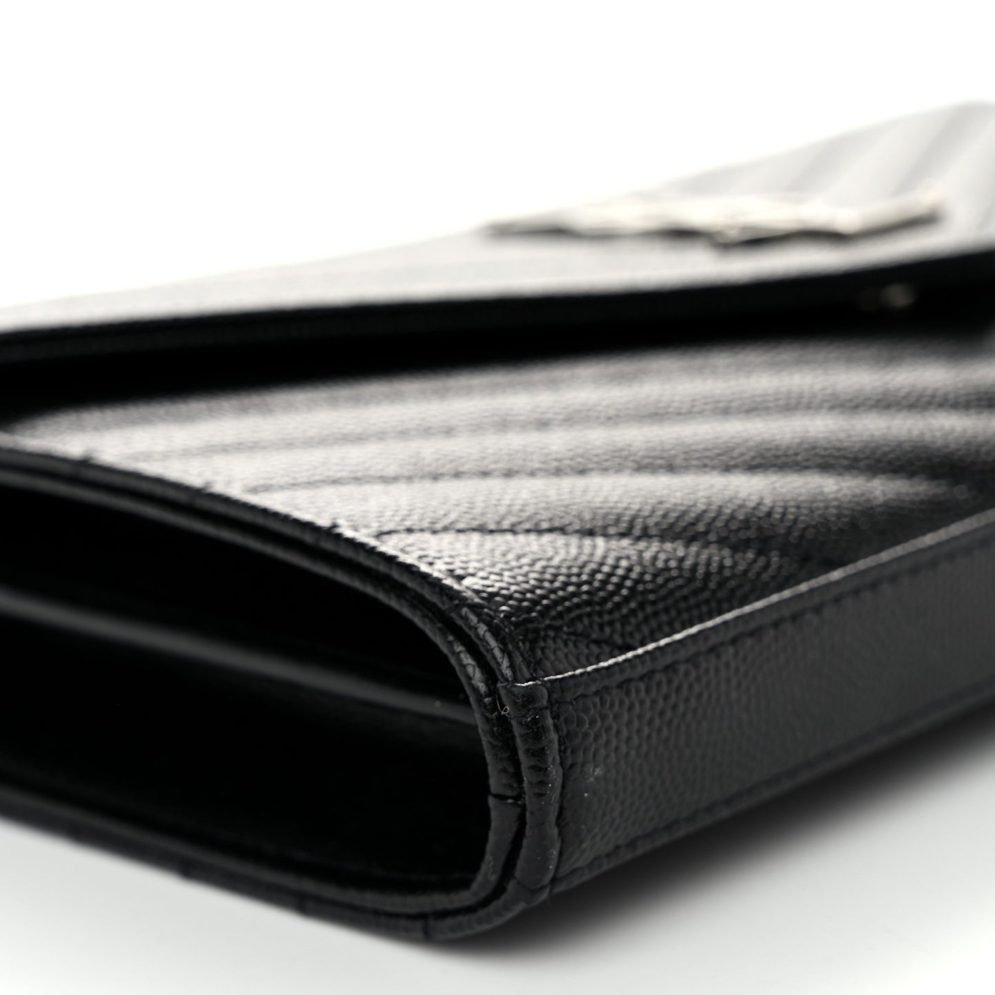 Grain De Poudre Matelasse Chevron Monogram Chain Wallet Black