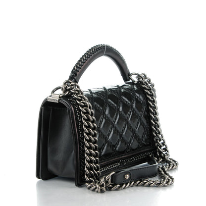 Chanel Calfskin Quilted Medium Boy Top Handle Flap Black 3 of 8