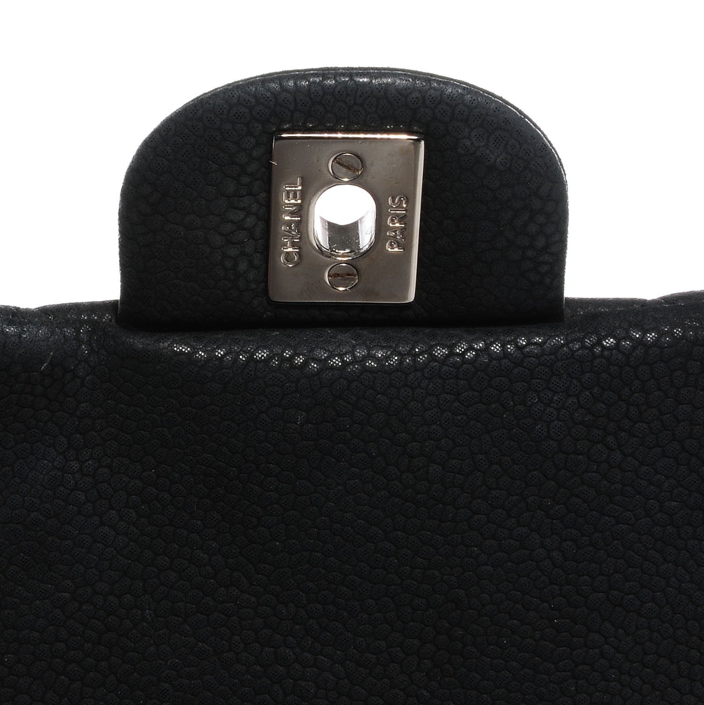 Iridescent Caviar Quilted Clutch With Chain Flap Black