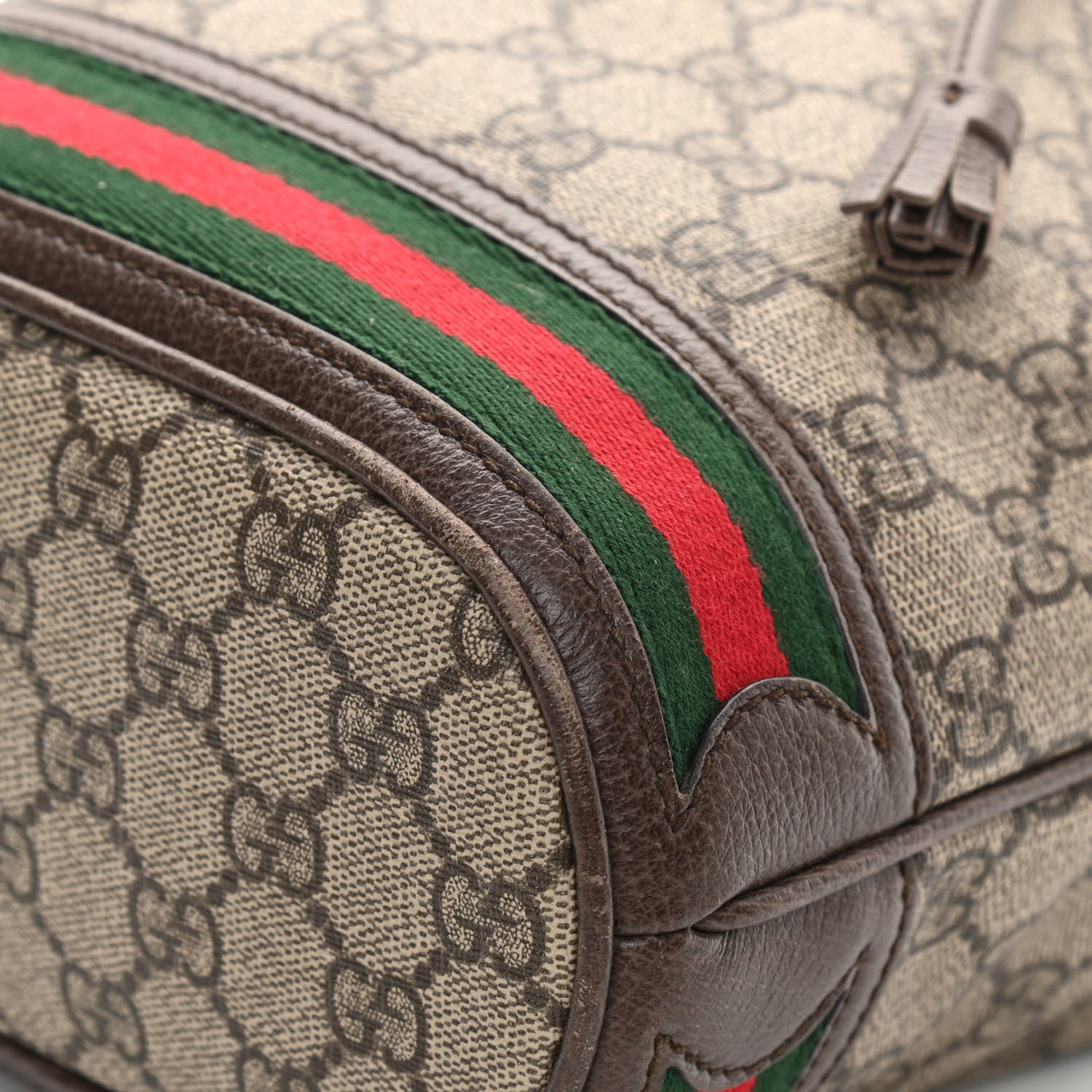 Gucci GG Supreme Monogram Web Small Ophidia Bucket Bag Brown 10 of 16
