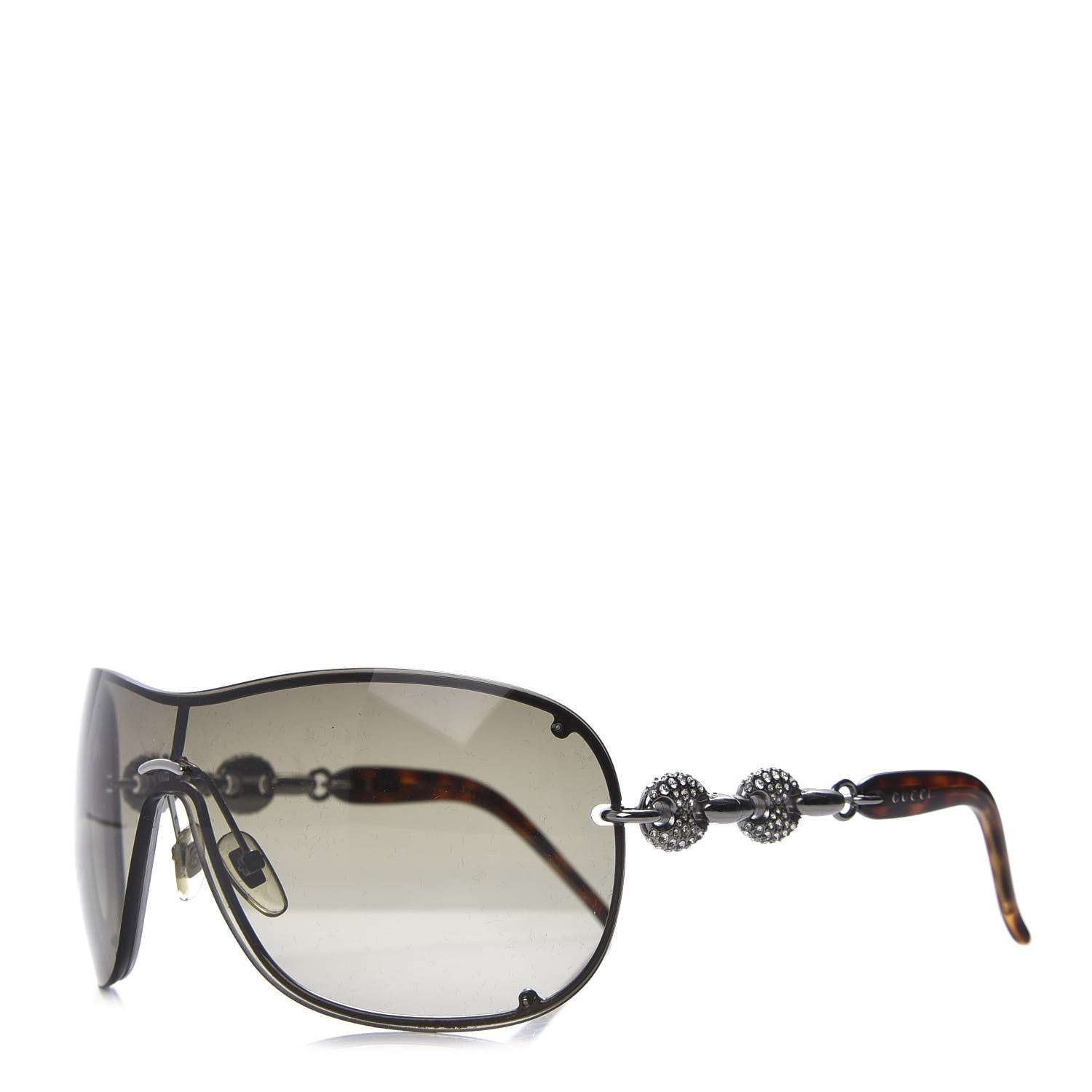 Gucci Crystal Marina Chain Shield Sunglasses GG4231S Tortoise 1 of 8